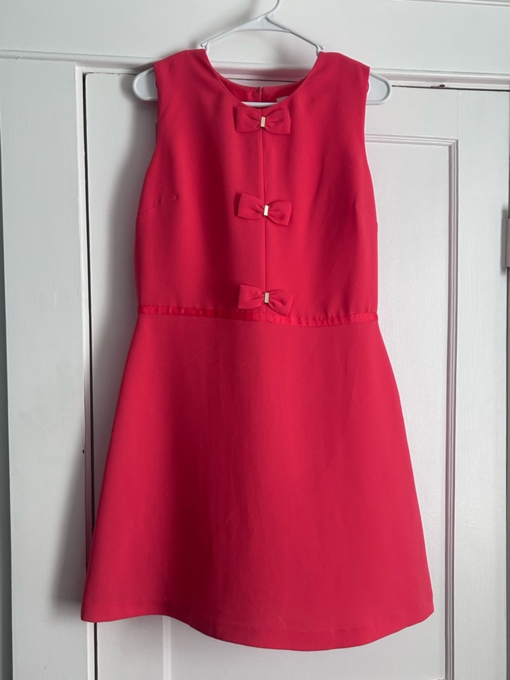 Maison Jules Fit And Flare Orange Dress Pleats Bows Women’s Large